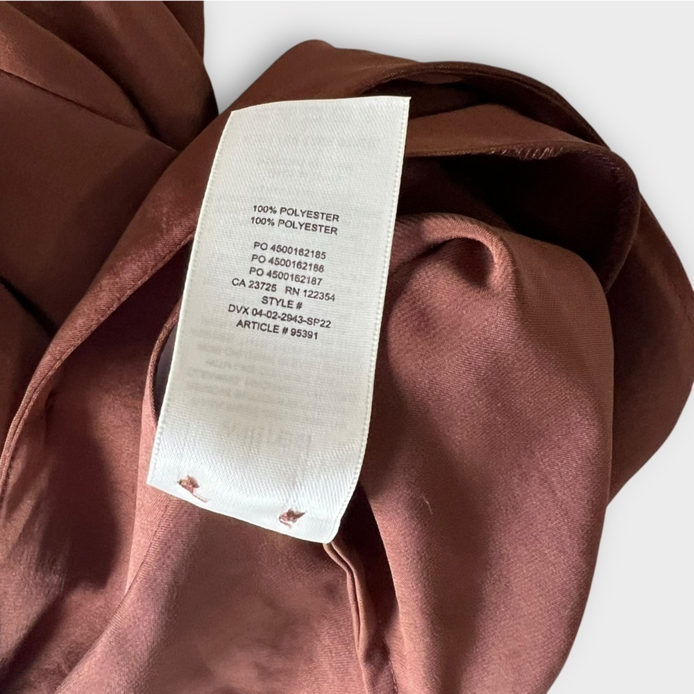 Wilfred Tie-Front Satin Blouse – Rust Brown – Size 2XS NWT - Picture 13 of 15